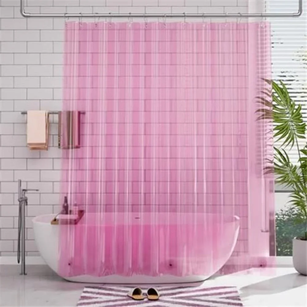 Shower Curtain Liner, 72x72 Transparent Hot Pink Shower Liner Lightweight
